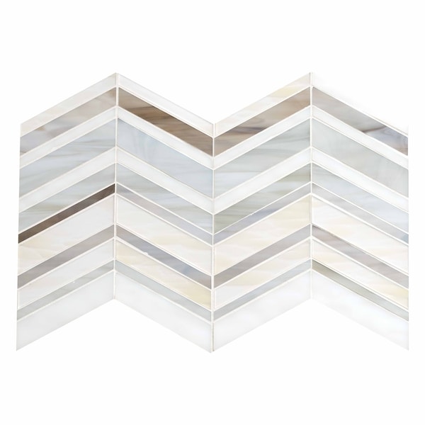 Urban Wave Greige Hand Crafted 15.63 In. X 9 In. X 8Mm Glass Mosaic Wall Tile, 10PK